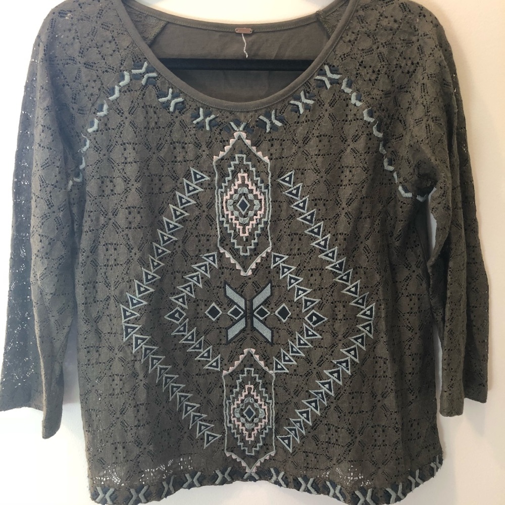 Free People Embroidered Top